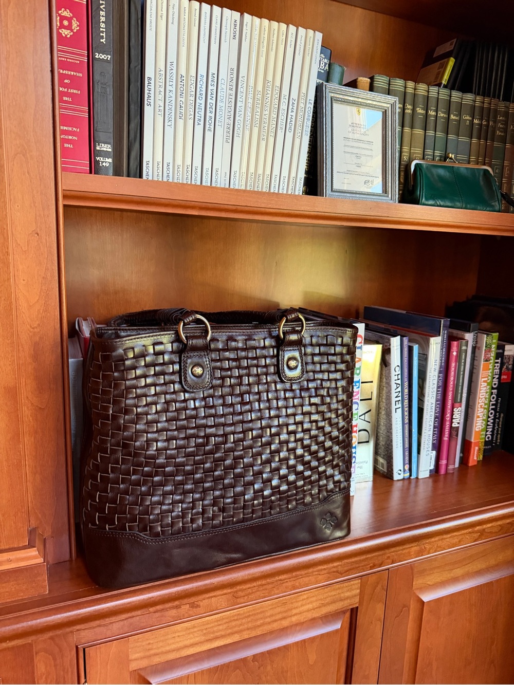 Patricia Nash Discovery Collection Lesina Woven Leather Tote – Chocolate